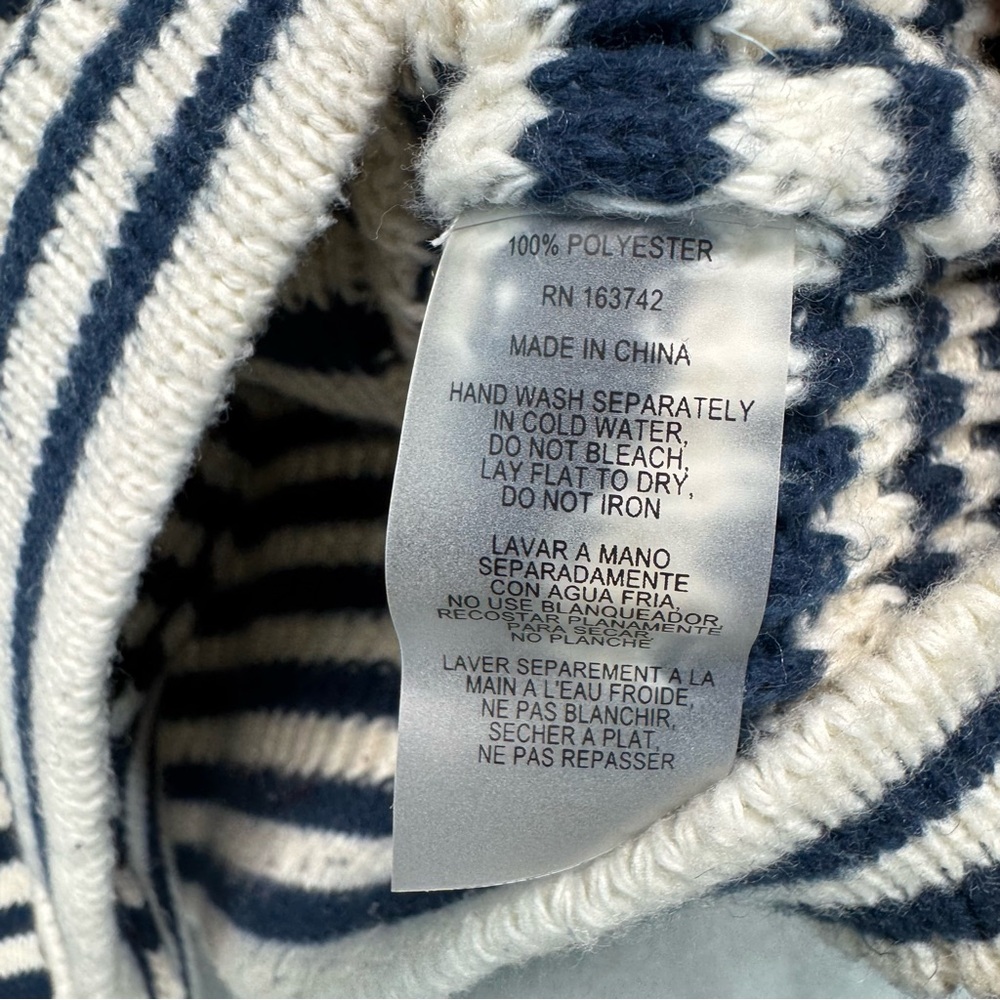 Sioni Navy and Cream Striped Knitted Nautical Casual Jacket Cardigan Size L - Picture 7 of 9